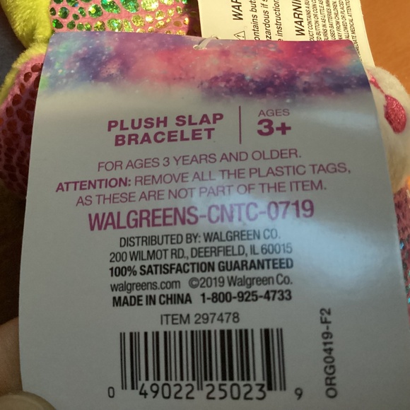 Rainbow Dreams Plush Slap Bracelet New With Tag - Picture 6 of 6